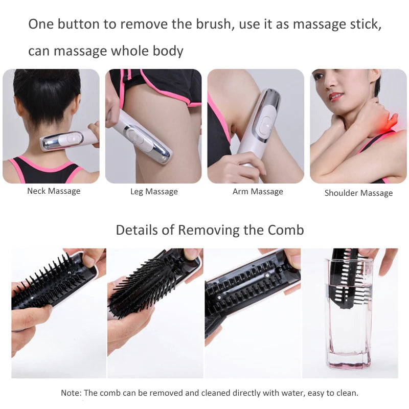 Elektrische Infrarot Anti Haarausfall Kamm Vibration Massage Laser Stimulieren Fördern Haar Wachstum Pflege Pinsel Nachwachsen Kopf Massage